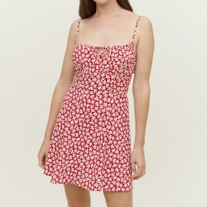 REFORMATION Red Felix Floral Print Mini Dress